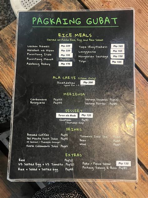 chupa sa gubat|Gubat QC Menu Prices .
